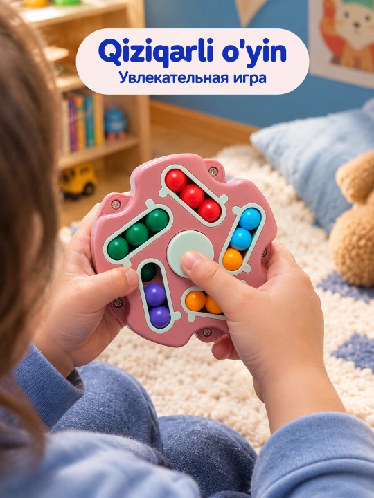 Rivojlantiruvchi boshqotirma spinner o'yinchoq bolalar uchun, antistress, 3+
