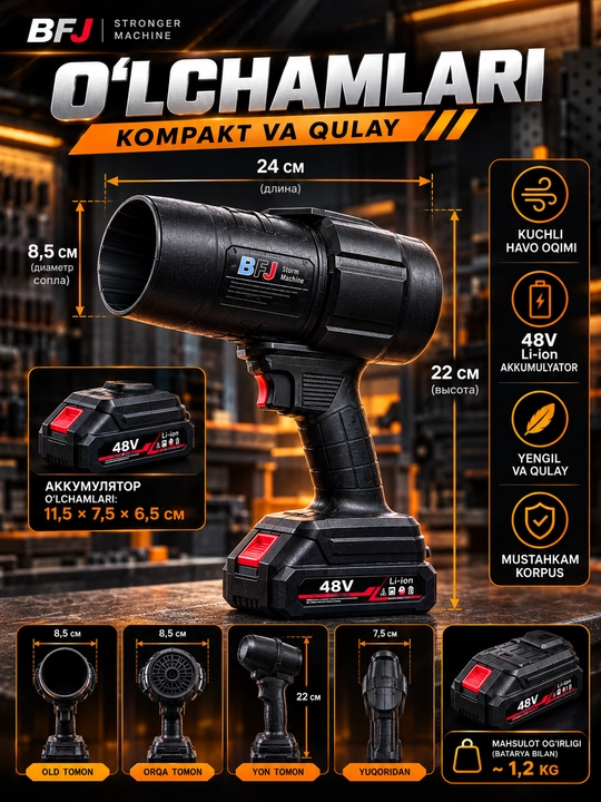 48 V Simsiz yaproq puflagich 550W