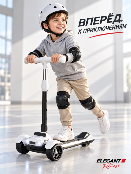 G800 (Sport) bolalar yo‘ltanlamas samokati, sozlanadigan tutqich, LED chiroq