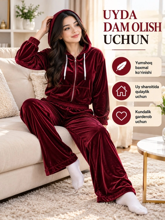 Velyurdan tikilgan 48-52 o‘lchamdagi ayollar kostyumi