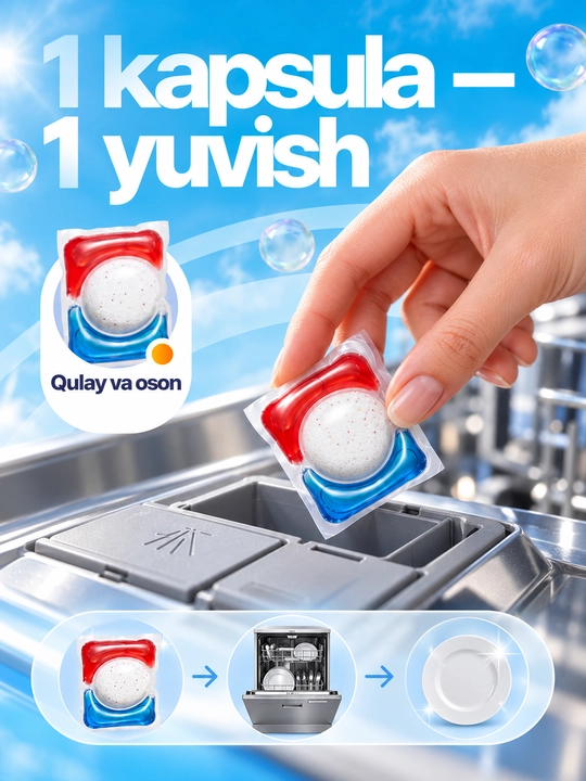 Safos idish yuvish mashinasi uchun kapsulalar, 60 dona