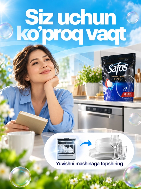 Safos idish yuvish mashinasi uchun kapsulalar, 60 dona