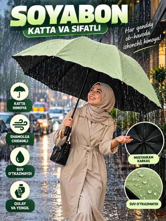 Soyabon, turli rang va dizaynlarda