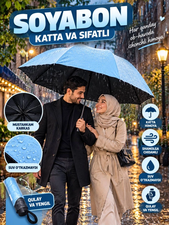 Soyabon, turli rang va dizaynlarda