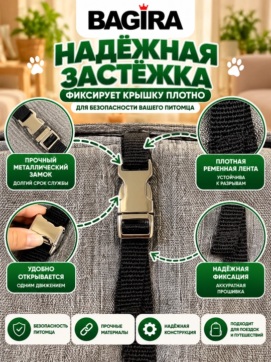 Mushuk va kichik kuchuklar uchun ryukzak-sumka Bagira, tashish uchun