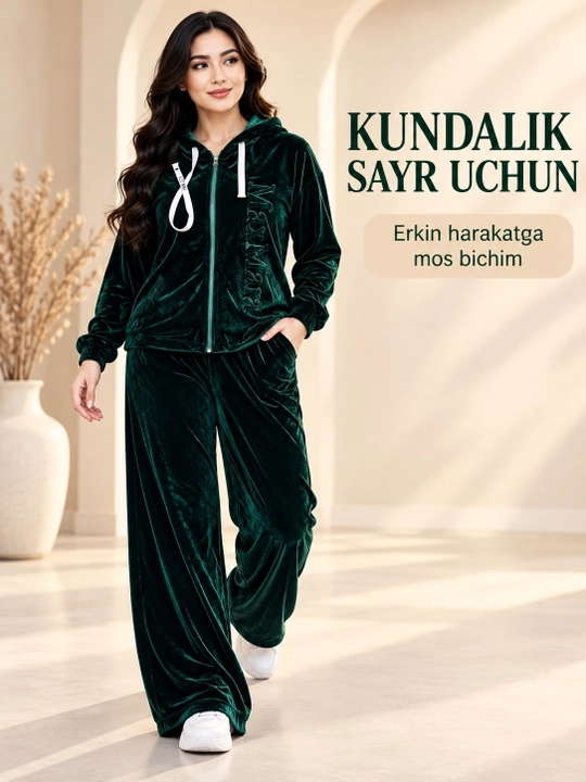 Velyurdan tikilgan 48-52 o‘lchamdagi ayollar kostyumi
