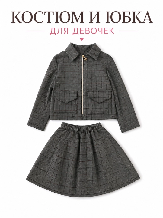 Двойка для девочек  костюм и юбка для девочки костюм с юбкой жакет и юбка нарядный костюм