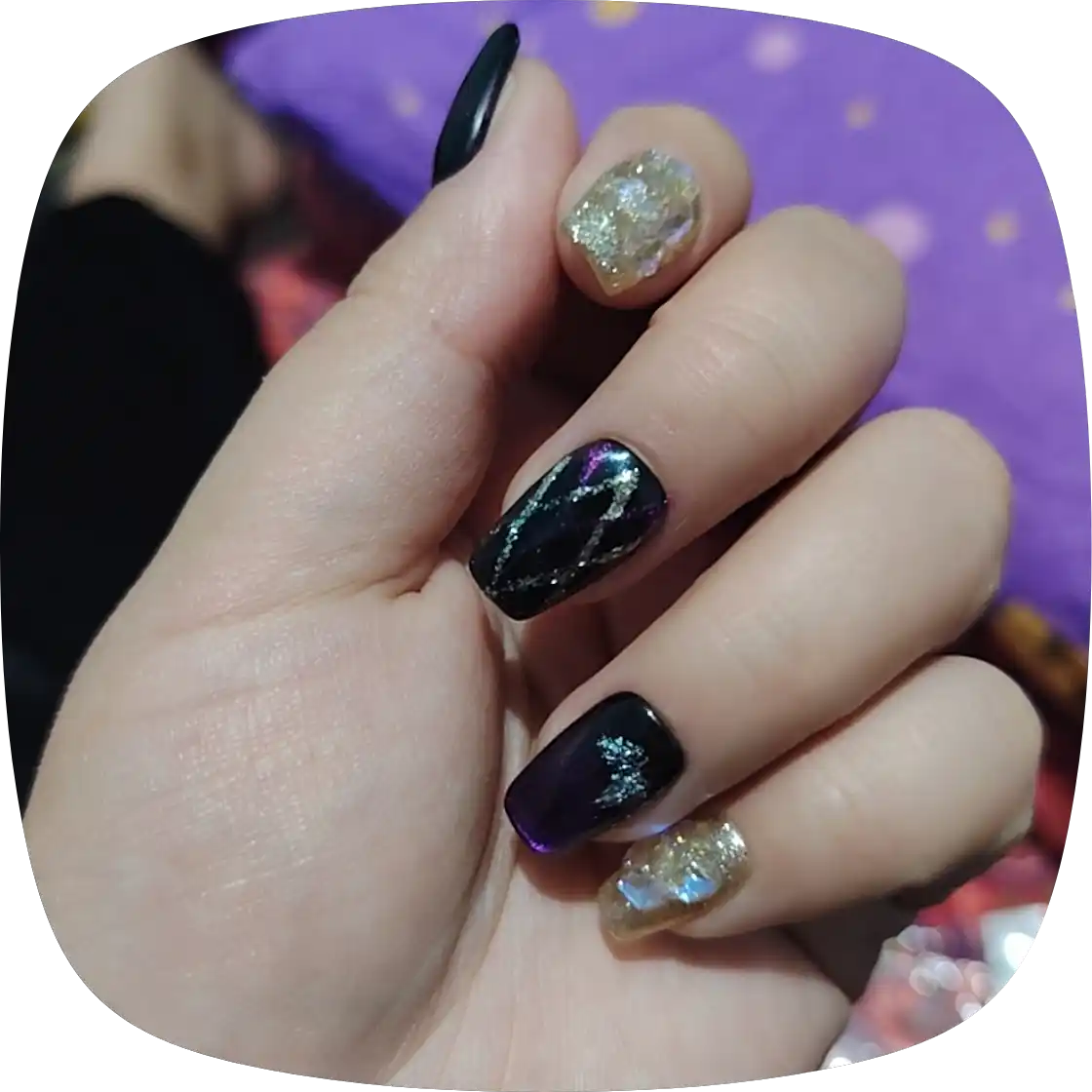 Yopishtirma nakladnoy tirnoqlar, kleyli press on nails, strazli tayyor manikyur