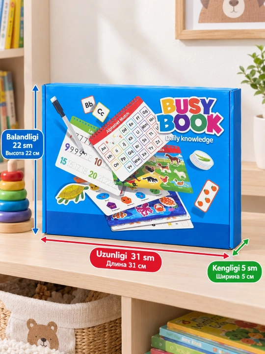 Книжка бизиборд на липучках, развивающая игрушка для детей 3+, бизибук