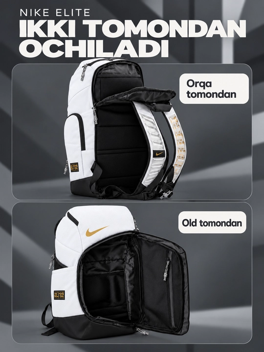Nike Elite ryukzak erkaklar va ayollar uchun, sport, maktab, ish va o‘qish uchun, uniseks