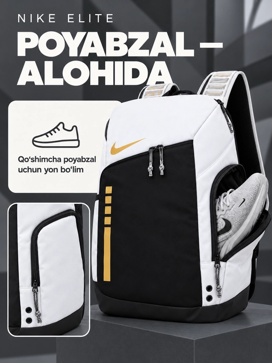 Nike Elite ryukzak erkaklar va ayollar uchun, sport, maktab, ish va o‘qish uchun, uniseks