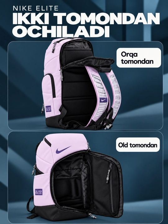 Nike Elite ryukzak erkaklar va ayollar uchun, sport, maktab, ish va o‘qish uchun, uniseks