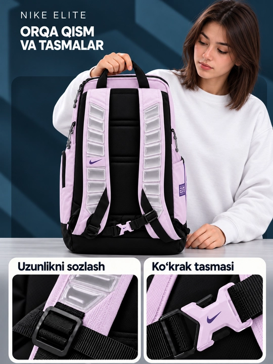 Nike Elite ryukzak erkaklar va ayollar uchun, sport, maktab, ish va o‘qish uchun, uniseks