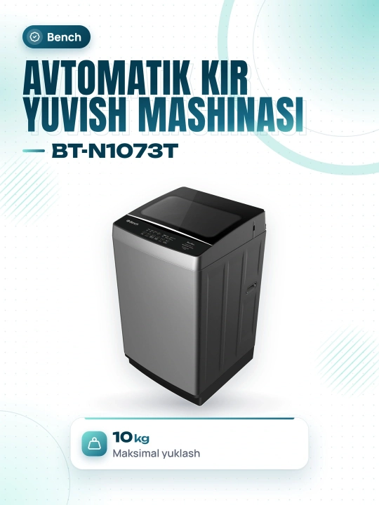 Bench kir yuvish mashinasi BT-N1073T, DD Mator, 10 kg Isitgichsiz avtomat, uy uchun