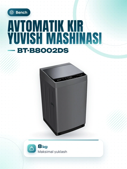 Bench стиральная машина с вертикальной загрузкой BT-B8002DS, 8 кг, автомат без подогрева, для дома