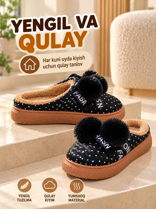 Ayollar qishki mo‘ynali shippaklari 36-41