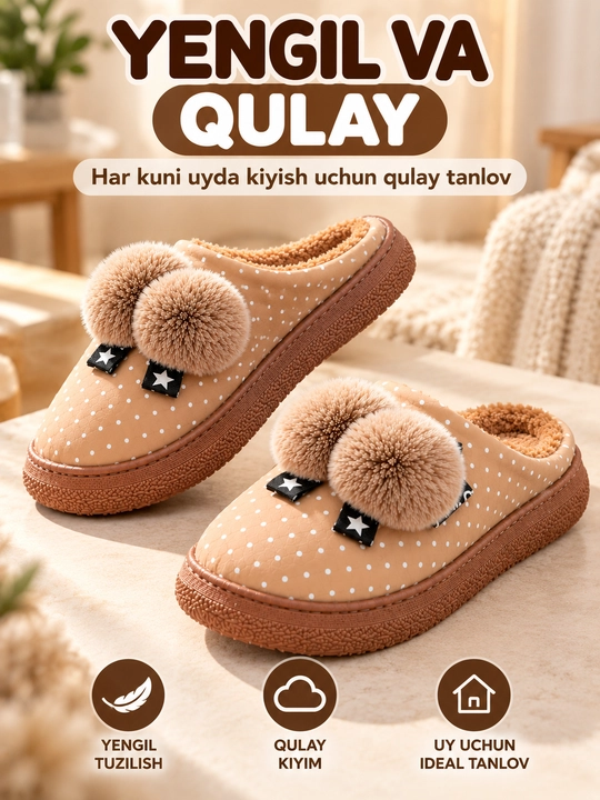 Ayollar qishki mo‘ynali shippaklari 36-41