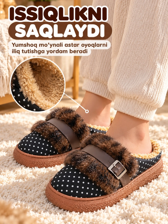 Ayollar qishki mo‘ynali shippaklari 36-41