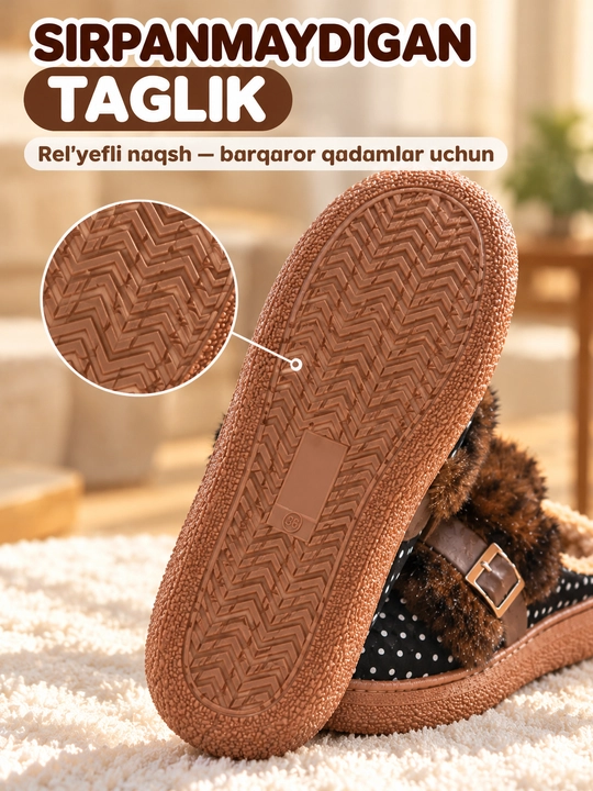 Ayollar qishki mo‘ynali shippaklari 36-41