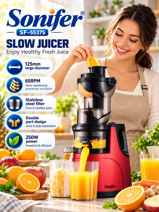 Sonifer SF-5537S 250W shnekli sharbat chiqargich, 125 mm, sekin siqish