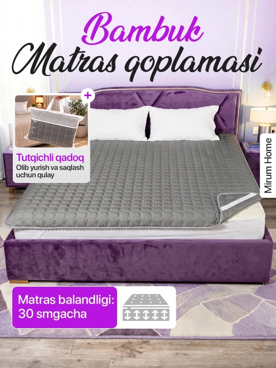 Bambuk matras uchun qoplama namatrasnik, matrasga chexol - 