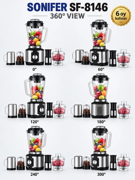 Sonifer SF-8146 600 Вт — стационарный блендер 1,8 л, 6 в 1