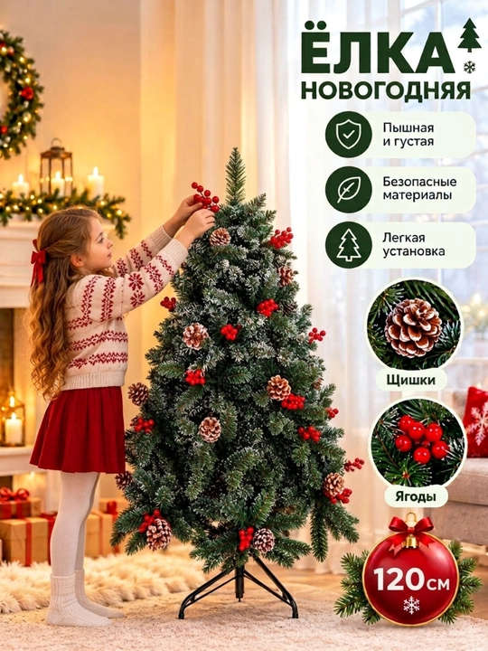 Qor sepilgan sun’iy archa-sosna, qalin va mustahkam shoxli, balandligi 300 sm gacha