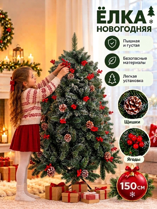 Qor sepilgan sun’iy archa-sosna, qalin va mustahkam shoxli, balandligi 300 sm gacha