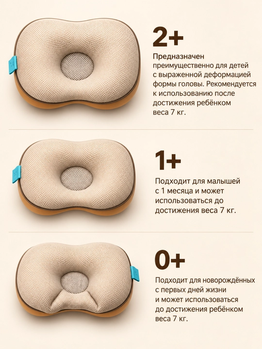 PAKUSH Детская ортопедическая подушка с микрогелем и 3D-сеткой, от деформации головки