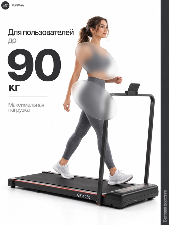 Беговая дорожка 90 кг для дома RunaWay, электрический беговой тренажёр GF-1060