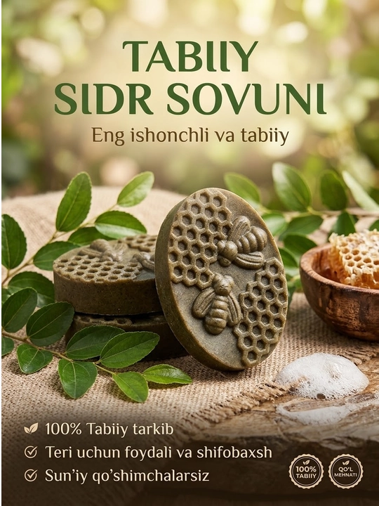 Sidr barglari solingan sovun, sidr sovuni, sidr daraxti bargidan tayyorlangan sovun - 