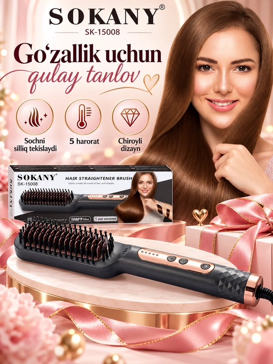 Sokany SK-15008 to‘g‘rilagich tarog‘i, 5 rejimli, keramik qoplamali - 