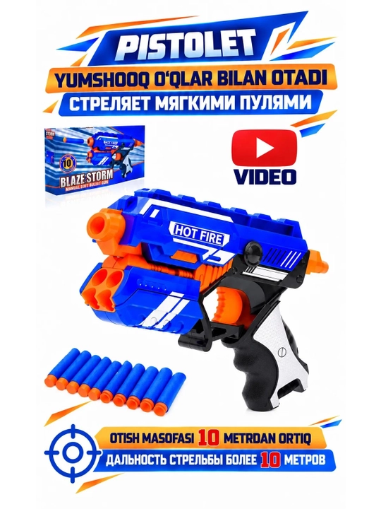 Blaster pistolet, yumshoq o'qlarni otadi - 