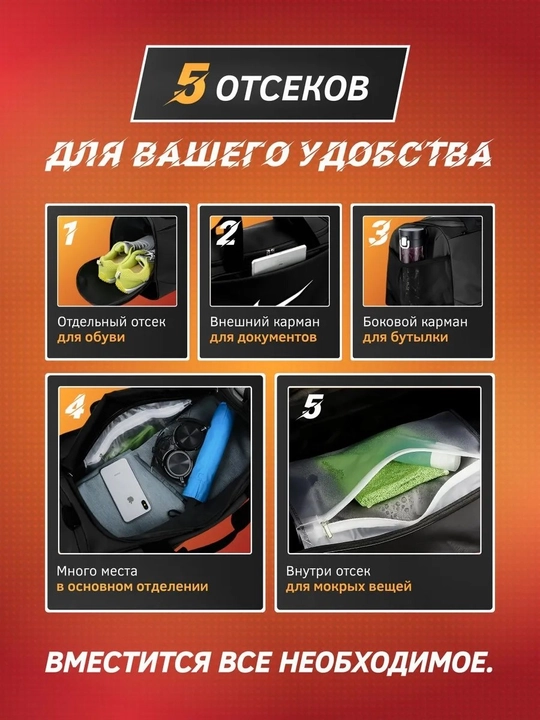 Сумка спортивная для фитнеса, для путешествий, ручная кладь, дорожная