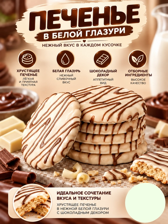 SHAMS - sirlangan pechene, 2 kg, 3 ta ta'm: qulupnayli yogurt, oq shokolad, qora shokolad