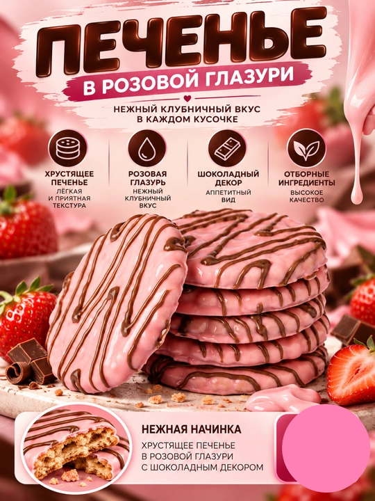 SHAMS - sirlangan pechene, 2 kg, 3 ta ta'm: qulupnayli yogurt, oq shokolad, qora shokolad