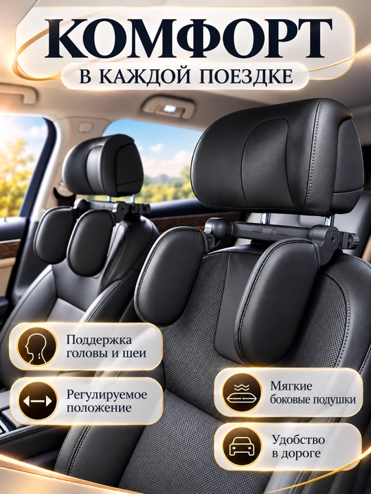 Avtomobil yostiq-bosh yostiqchasi boshni yon tomondan qo‘llab-quvvatlaydigan va ustunlarga mahkamlanadigan moslama bilan