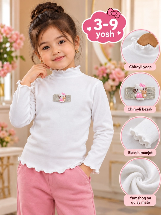 Vodlazka oq qiz bola uchun, oq sviter, chiroyli kofta, yumshoq, 4-9 yosh