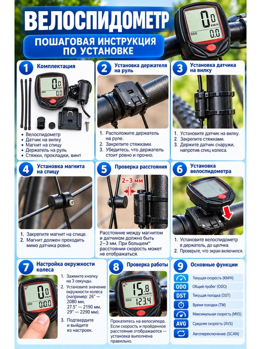 Velosiped uchun elektron spidometr skuter skuter