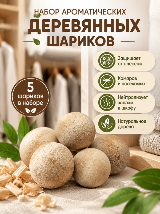 Ҳашаротлар, чивинлар, куя ва моғорлардан ҳимоя қилиш учун ёғочли хушбўй шарлар тўплами
