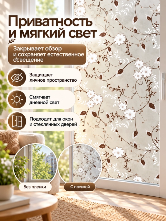 Пленка для окон, декоративная матовая для приватности, 45/60 см × 5 м