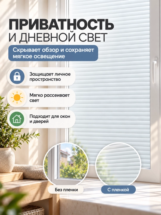 Пленка для окон, декоративная матовая для приватности, 45/60 см × 5 м
