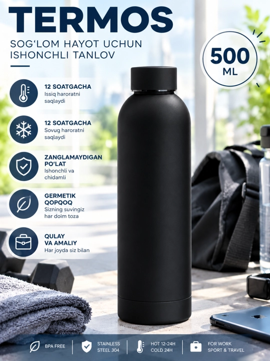 Termos,termokryujka,matvy korpus,zanglamaydigan polatdan 500ml, termoslar - 