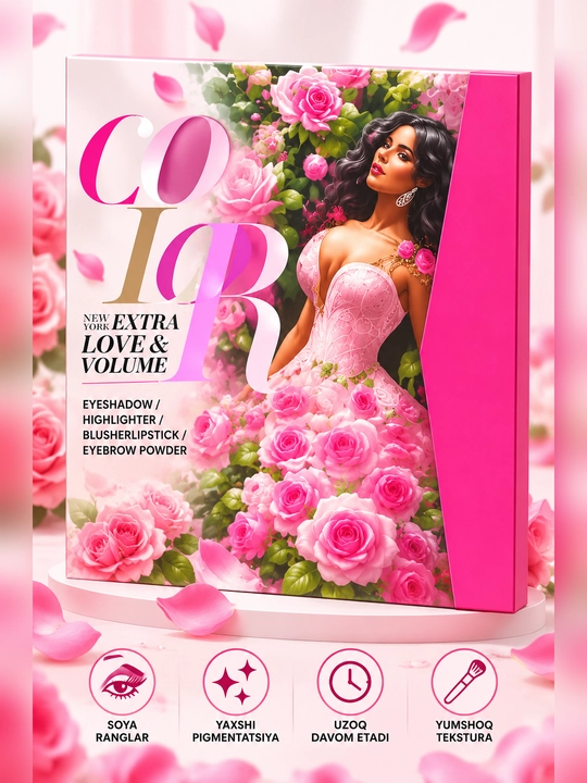 Ten, rumyana, lab boyoq, kontur va haylayter hammasi bir joyda, palitra kitob 5 tasi 1 da