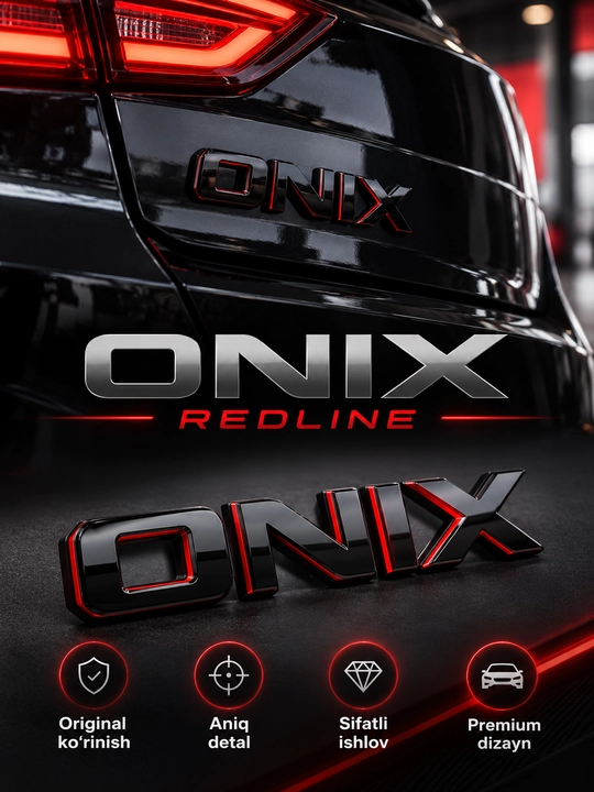 Redline uslubidagi avto yozuvlar, yopishqoq emblema sticker (Ravon, Damas, Cobalt, Onix)