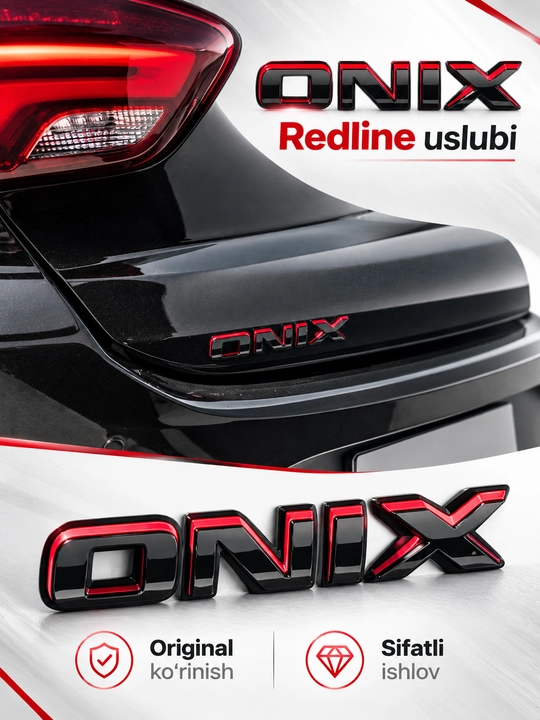 Redline uslubidagi avto yozuvlar, yopishqoq emblema sticker (Ravon, Damas, Cobalt, Onix)