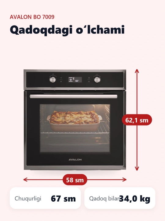 Avalon встраиваемый духовой шкаф, BO 7009, бытовой