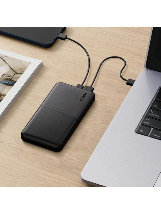 Tashqi akkumulyator WiWU Wi-P067, 10000 mAh, 2 ta USB, portativ pauerbank, qora