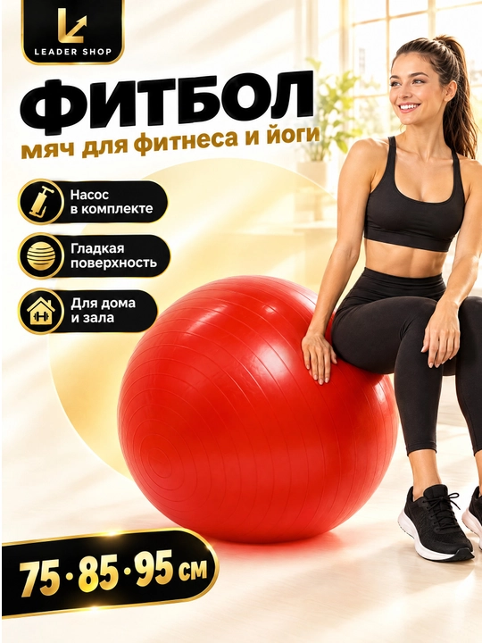 Fitbol, fitnes va yoga uchun gimnastika to'pi, shipsiz, 75, 85, 95 sm, nasos bilan - 