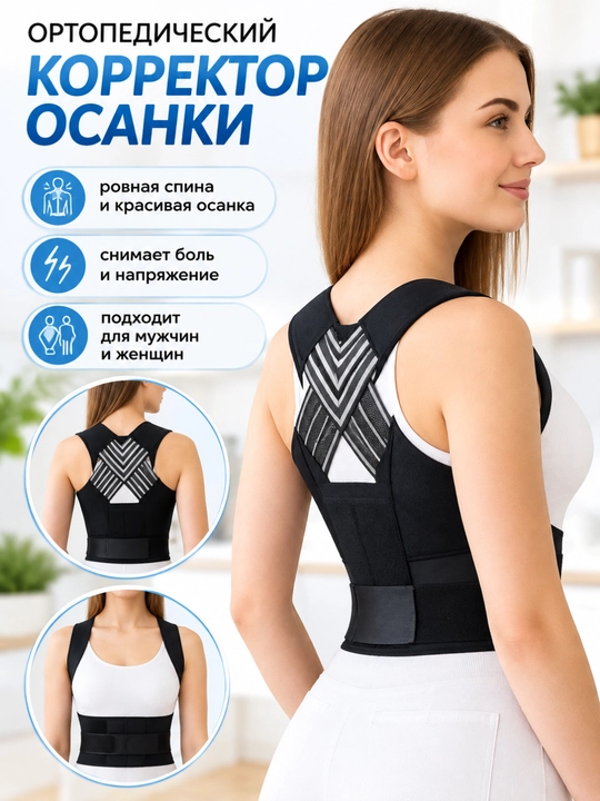 Ортопедический корректор осанки для спины и плеч, регулируемый размер S–XXL - 